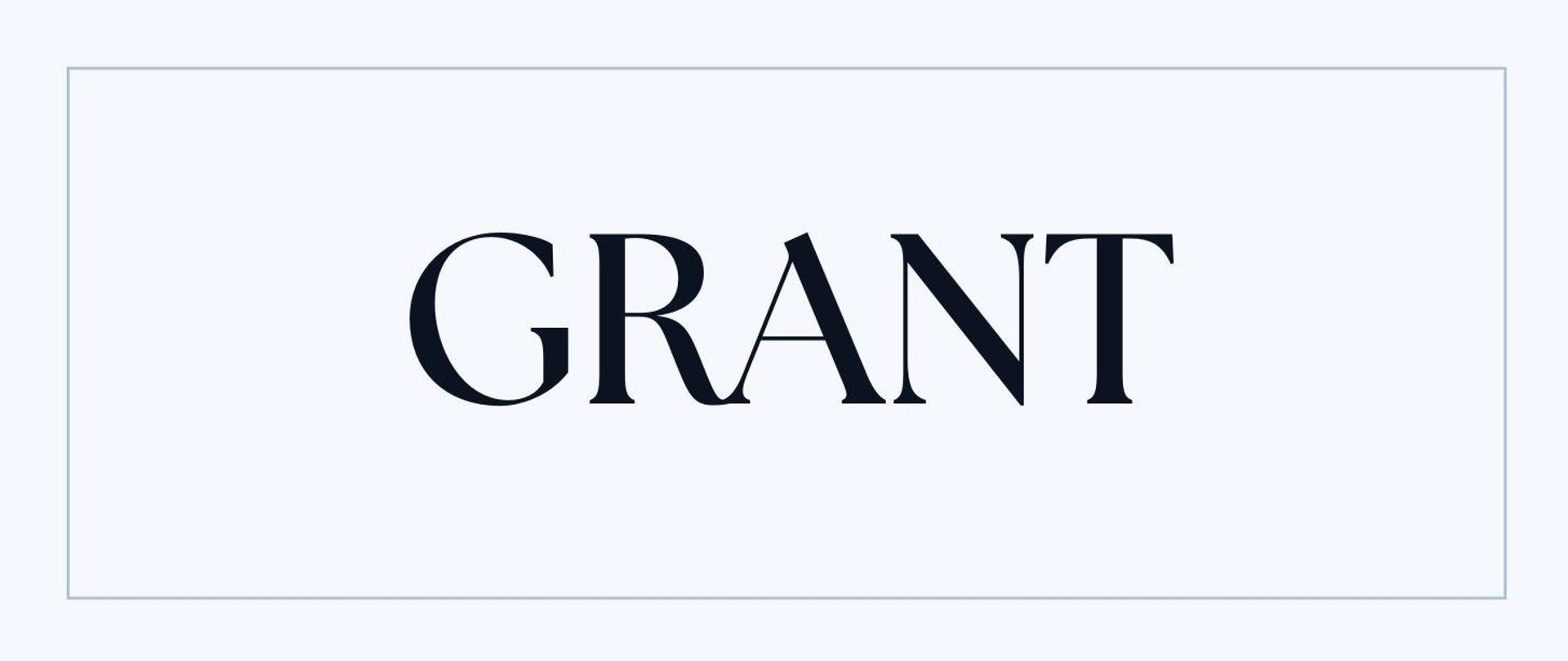 na białym tle napis czarny GRANT