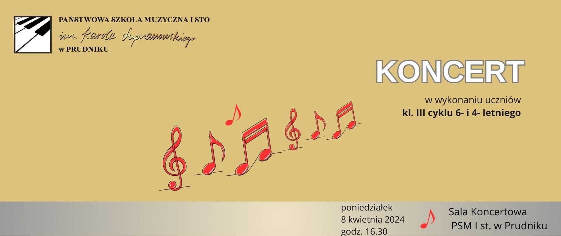 Baner Koncert uczniów kl. III