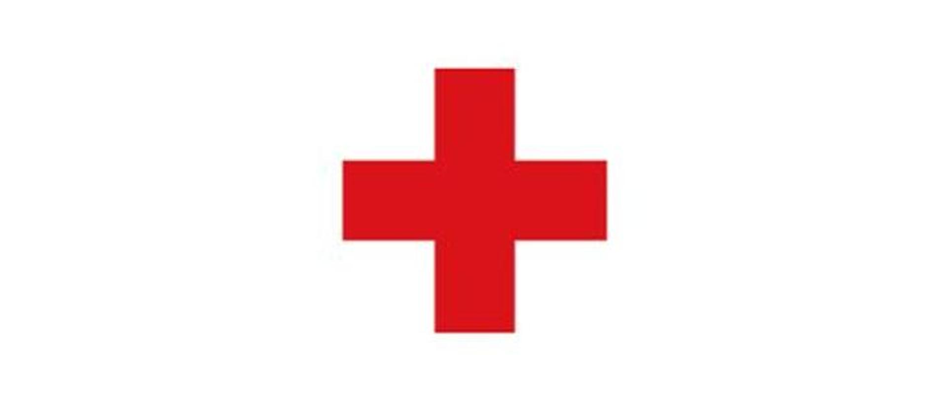 Ilustracja przedstawia na białym tle czerwony krzyż