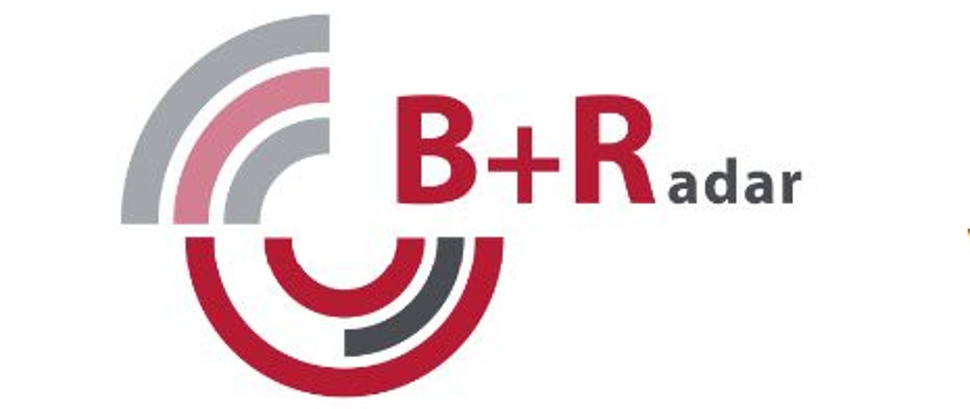 logo na którym widać kila wpisanych w siebie okręgów w kolorze czerwonym i szarym. wszystkie są powycinane i w wycięciu widoczne litery B+R adar