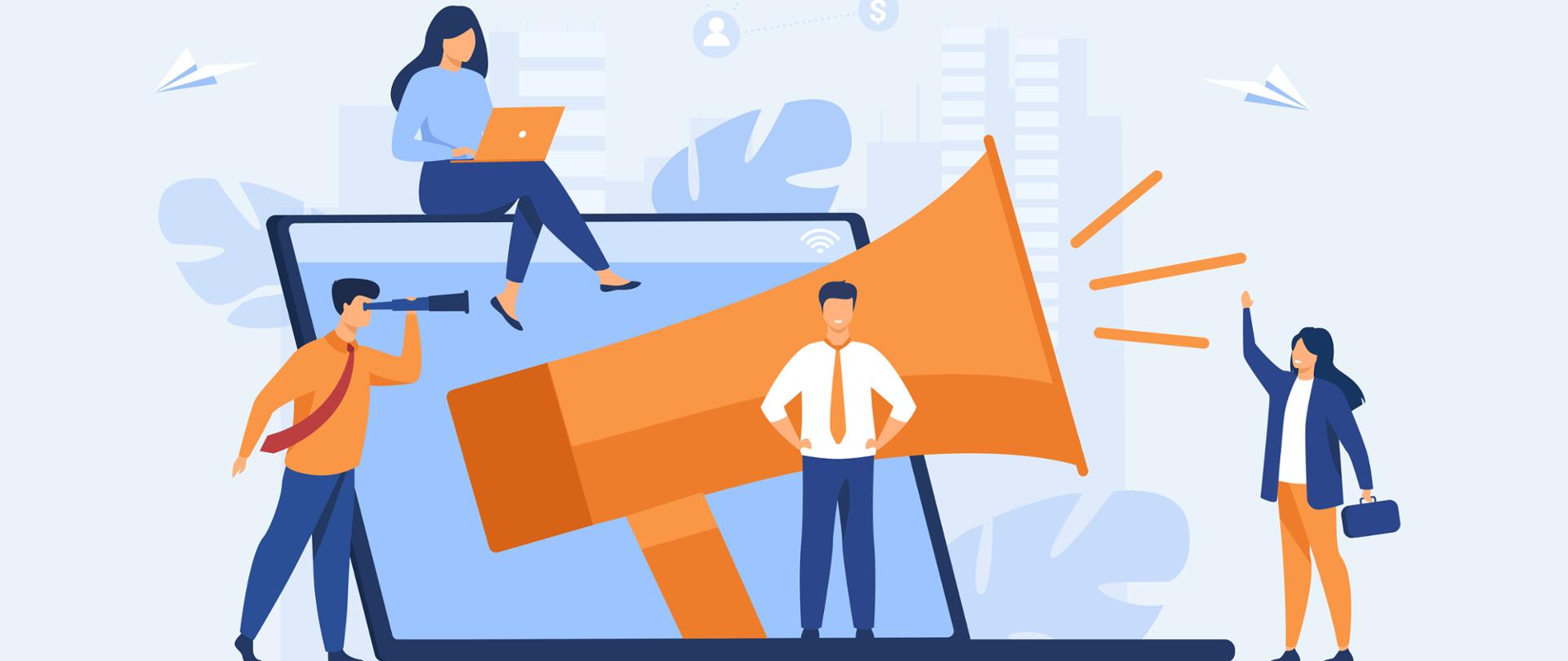 Prelegent ogłaszający nowości docelowej grupie odbiorców. Może być używany do wpływu marketingu, promocji, koncepcji komunikacji