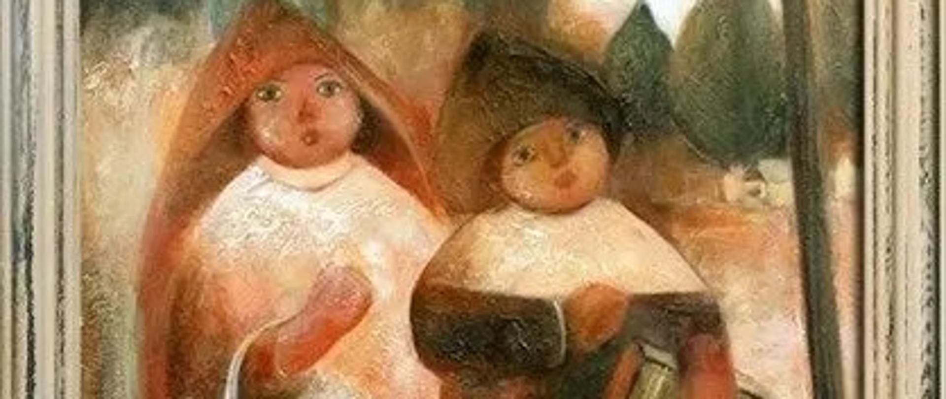 Reprodukcja obrazu Tadeusza Makowskiego "Powrót do szkoły"