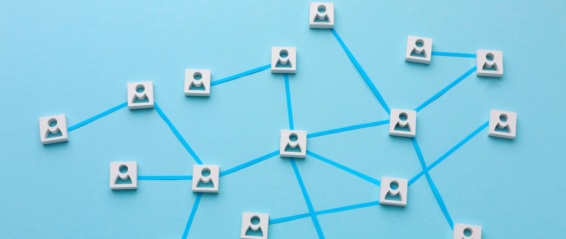sieć kontaktów na błękitnym tle