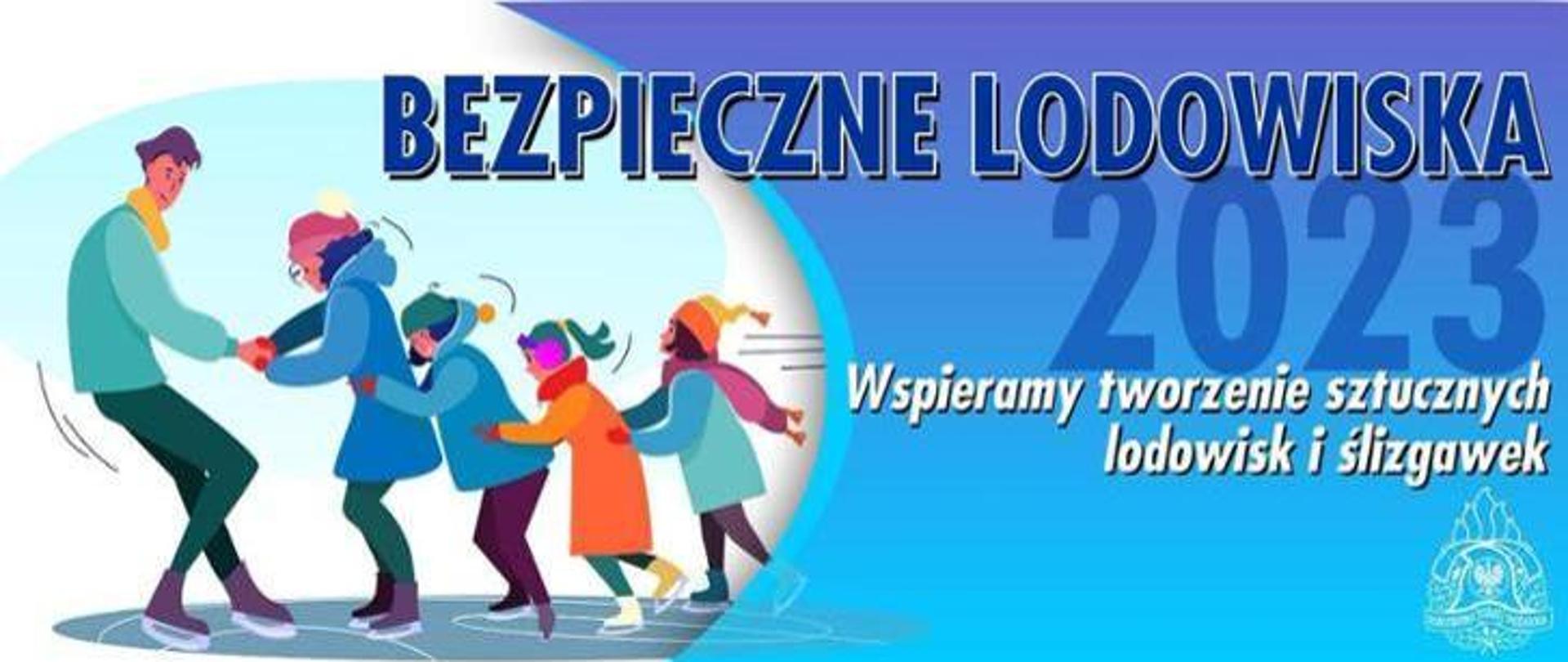 Baner promujący akcję "Bezpieczne Lodowiska 2023"