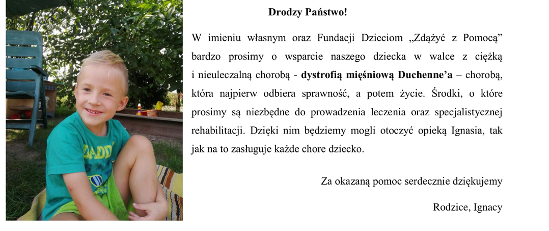 Apel o pomoc dla Ignasia