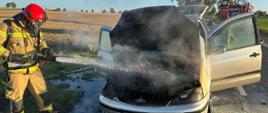 Pożar samochodu osobowego na drodze wojewódzkiej nr 179