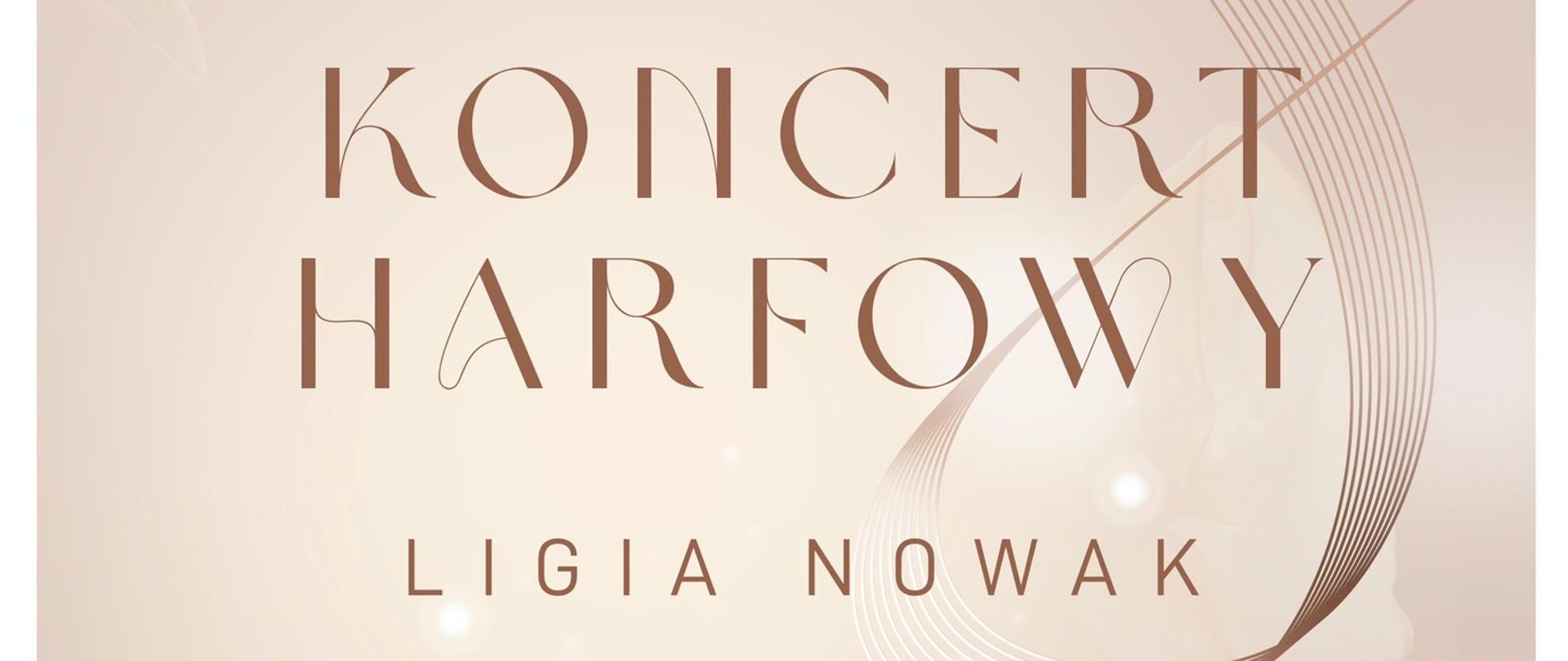 Jasne tło, kobieta gra na harfie