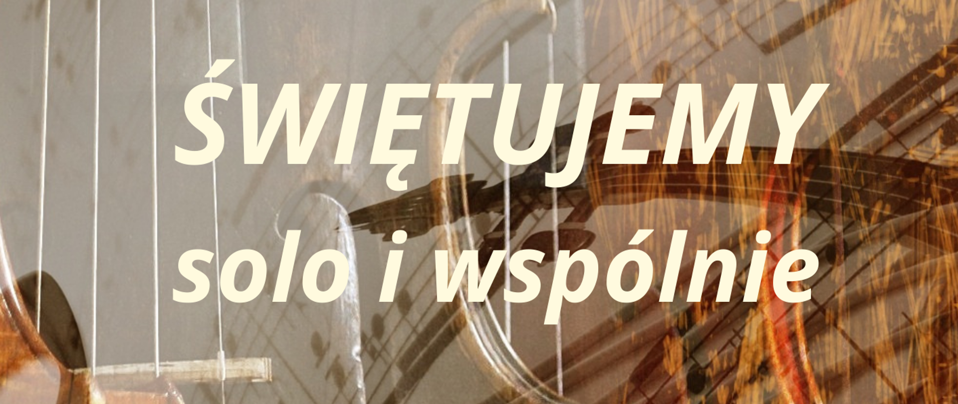 Grafika plakatu to kontury skrzypiec przeplatane nutami w pięciolinii. Lewy górny róg to logo szkoły, obok pełna nazwa szkoły- Państwowa Szkołą Muzyczna I i II st. im. Fryderyka Chopina w Nowym Targu, poniżej data, godzina i miejsce audycji - 30 stycznia 2024 r. godz. 18.00, sala kameralna. Następnie pełna nazwa wydarzenia- Świętujemy solo i wspólnie, następnie program audycji oraz kto gra- uczniowie klasy Pani Moniki Chrzanowskiej. Na samym dole kto przy fortepianie- Jarosław Olszewski, Marcin Augustyn