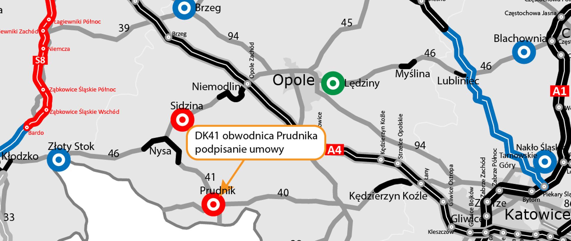 Mapa_umowa na budowę obwodnicy Prudnika