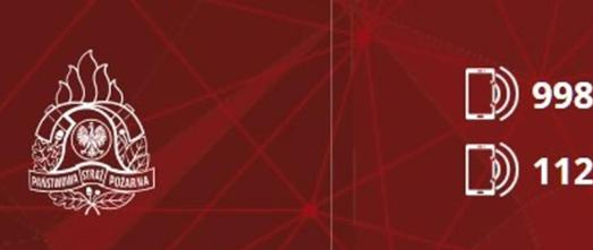 Numer alarmowy 998 obok logo PSP