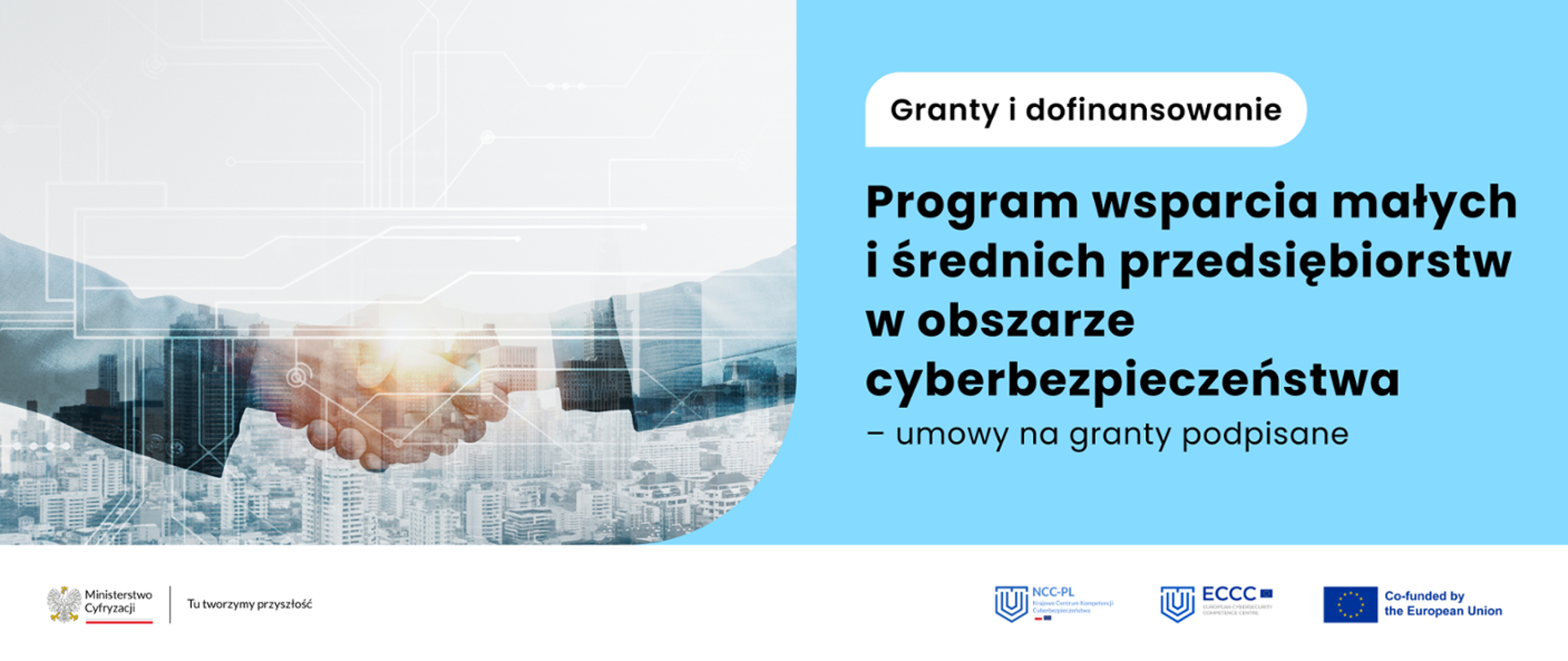 Uścisk dłoni i tytuł programu