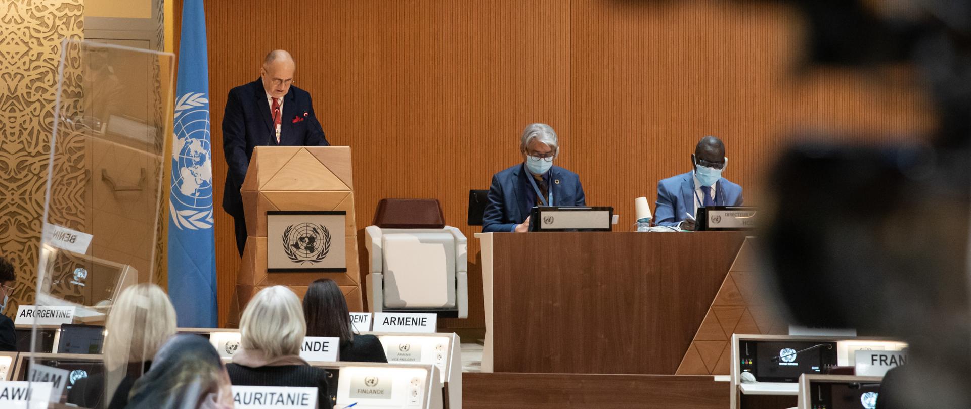 minister Zbigniew Rau na sesji Rady Praw Człowieka w Genewie