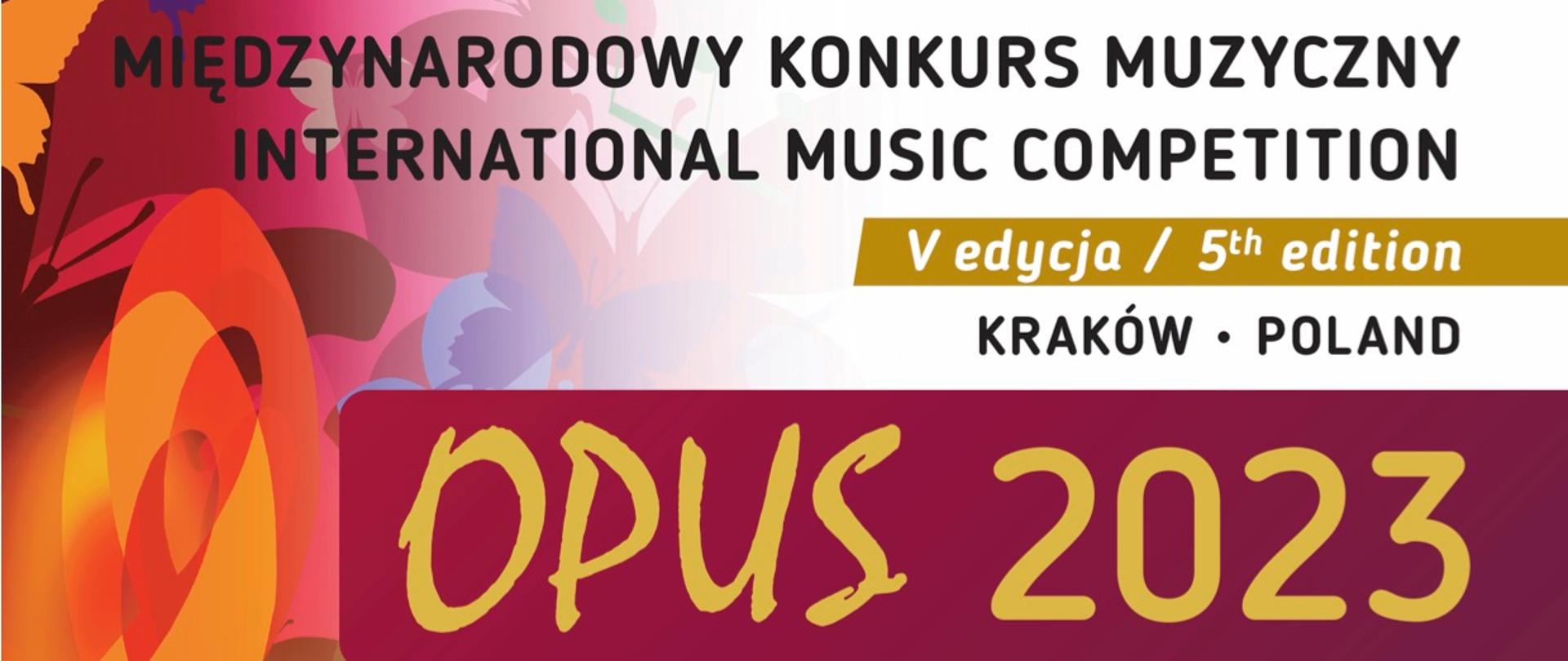 Na białym tle u góry nazwa konkursu, po lewej stronie na czerwonym tle złoty klucz wiolinowy na dole pieczęć i podpis dyrektora artystycznego Konkursu.