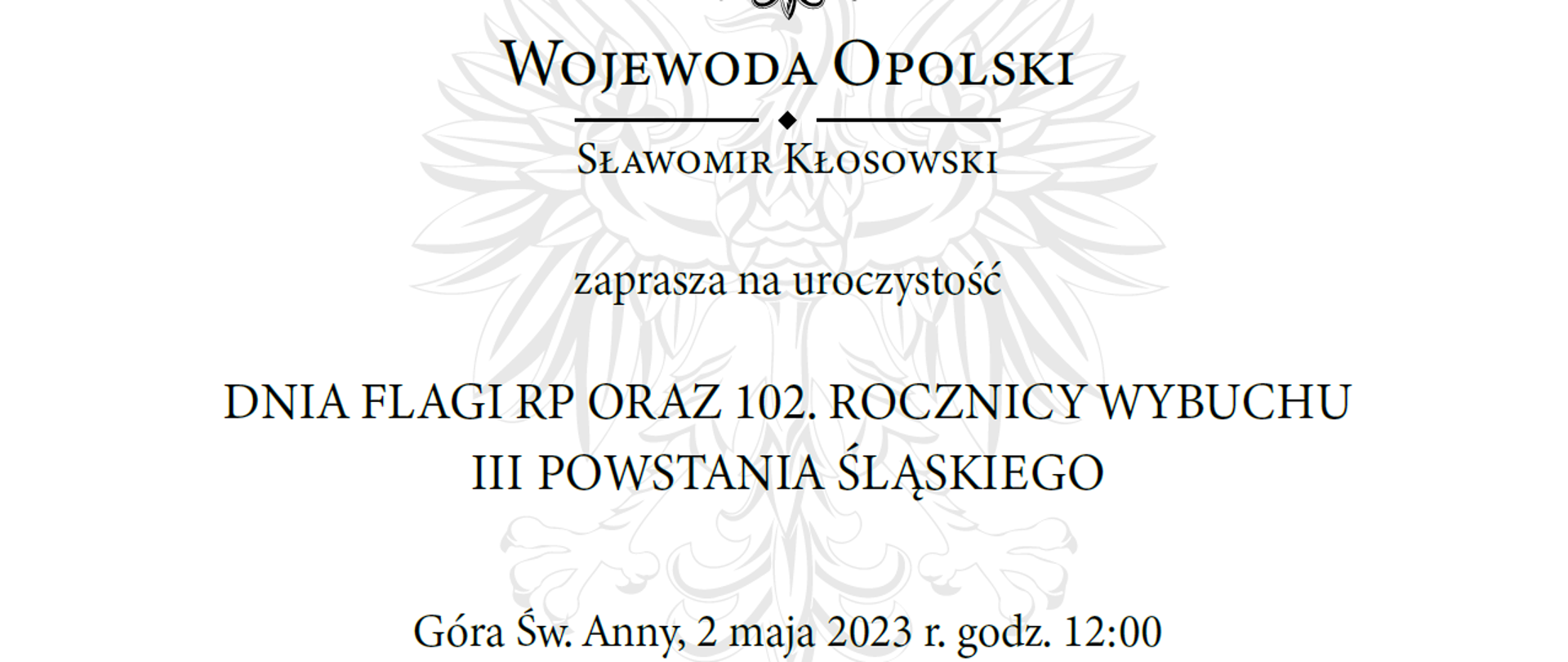 Treść zaproszenie na uroczystość 