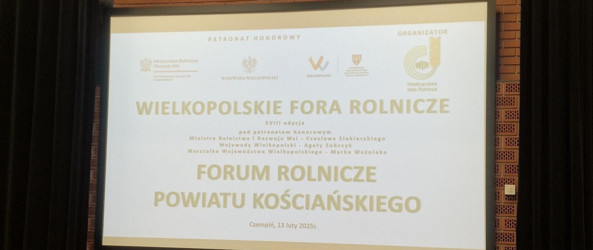 Baner informujący o wydarzeniu Wielkopolskie Fora Rolnicze - Forum Rolnicze Powiatu Kościańskiego