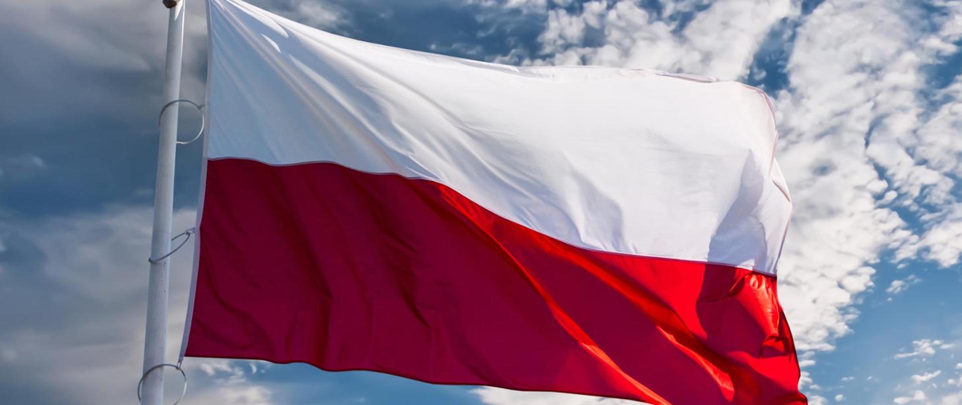 Biało czerwona flaga Polski 