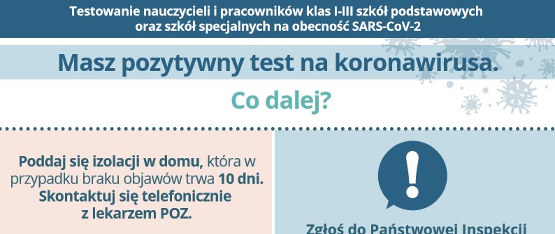 Testowanie nauczycieli i pracowników klas I-III szkół podstawowych oraz szkół specjalnych na obecność SARS-CoV-2