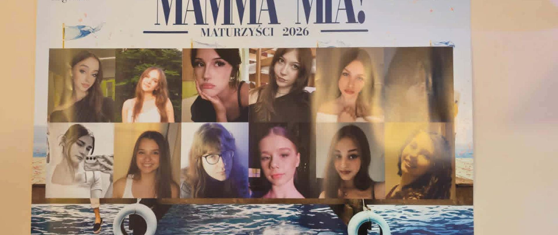 Plakat ze zdjęciami dwunastu maturzystek