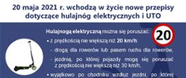 Nowe przepisy dotyczące hulajnóg elektrycznych i urządzeń transportu osobistego - zasady korzystania z urządzenia