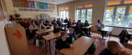 Pogadanka dla uczestników turnieju oraz uczniów szkoły w Księżym Dworze, w ramach kampanii „STOP POŻAROM TRAW”