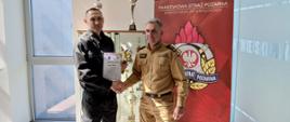 Gratulacje od p.o. Komendanta Miejskiego dla Ogniomistrza za zajęcie III Miejsca