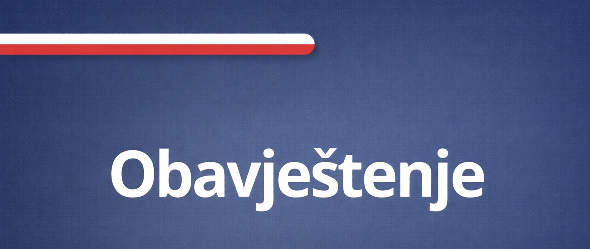 Obavještenje na plavom tlu sa zastavom Poljske u lijevom gornjem uglu