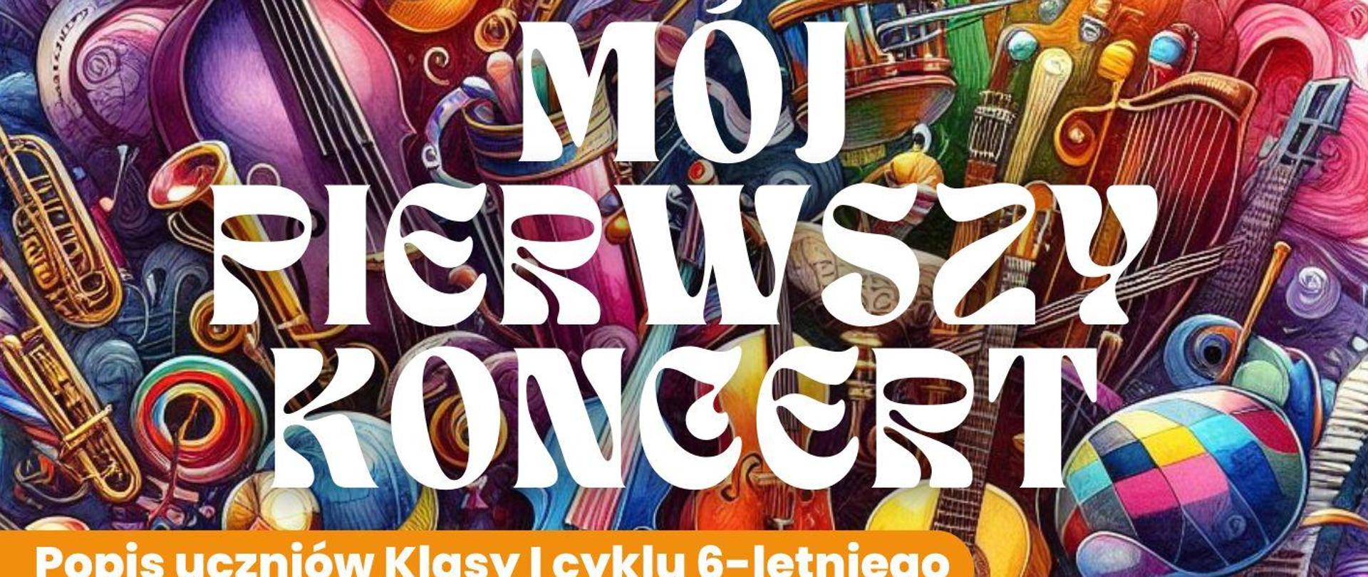 Plakat informacyjny dotyczący koncertu klas pierwszych c6 odbywającego się w dniu 15.05.2024 o godz. 16.30