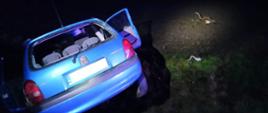 Zderzenie samochodu osobowego marki OPEL CORSA z jeleniem na 36. kilometrze drogi wojewódzkiej nr 187 na wysokości miejscowości Urbanie. 
