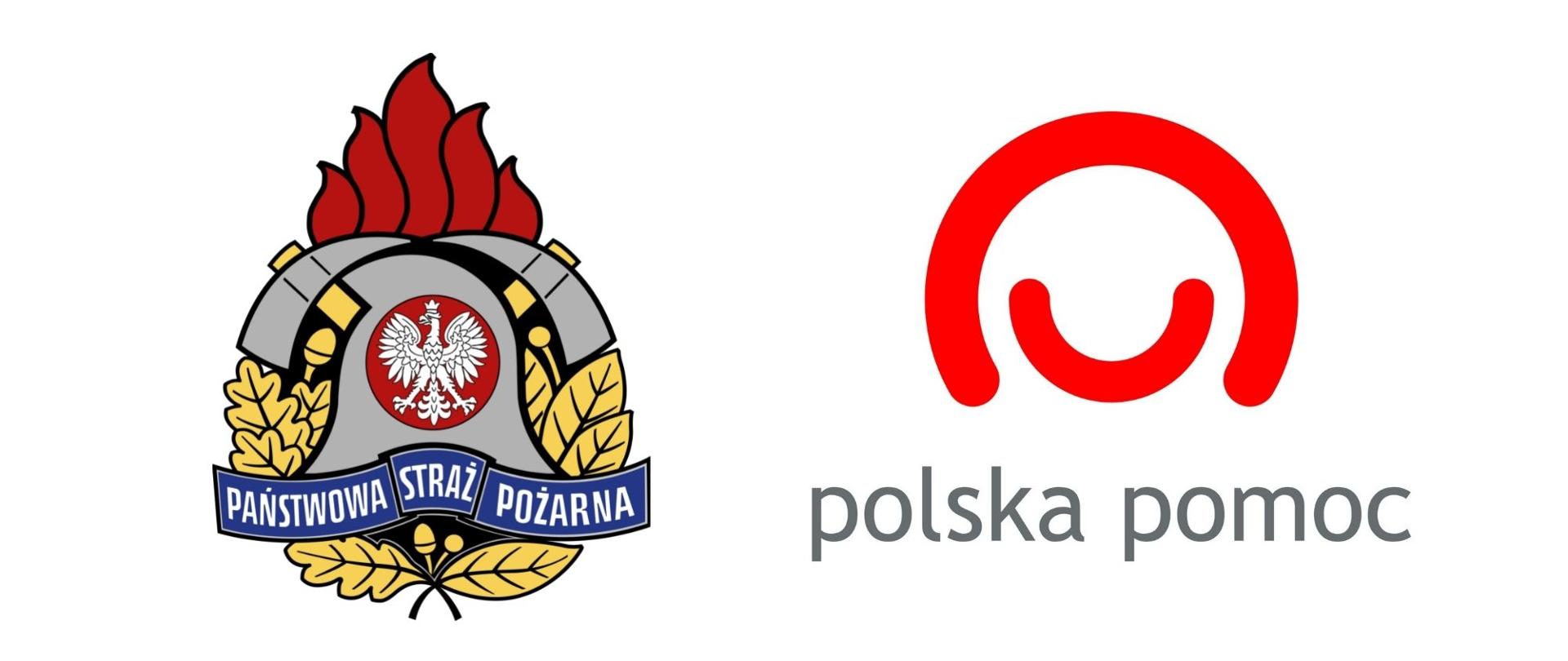 Baner - po lewej stronie logo PSP po prawo logo POLSKA POMOC