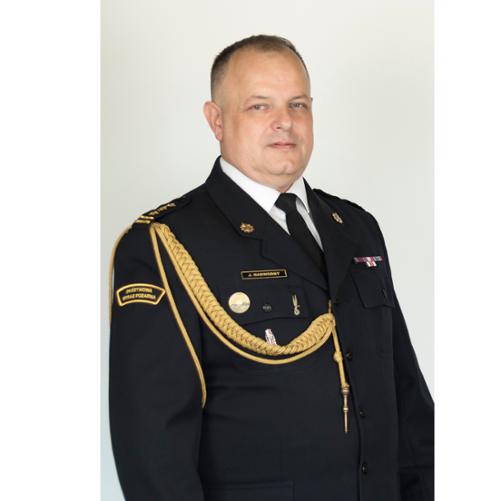 Komendant Powiatowy PSP w Wołowie st. bryg. Jarosław Nadwodny