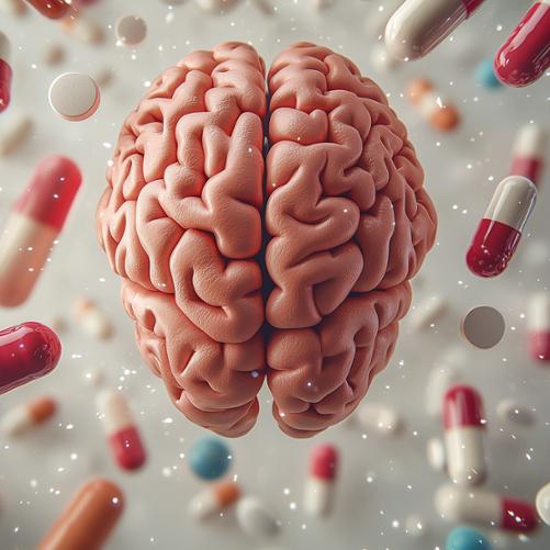mózg na tle tabletek