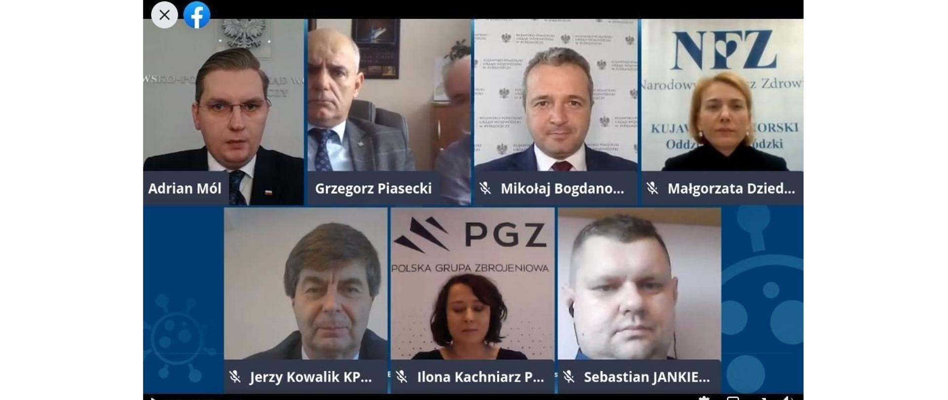 Uczestnicy zdalnej konferencji prasowej.