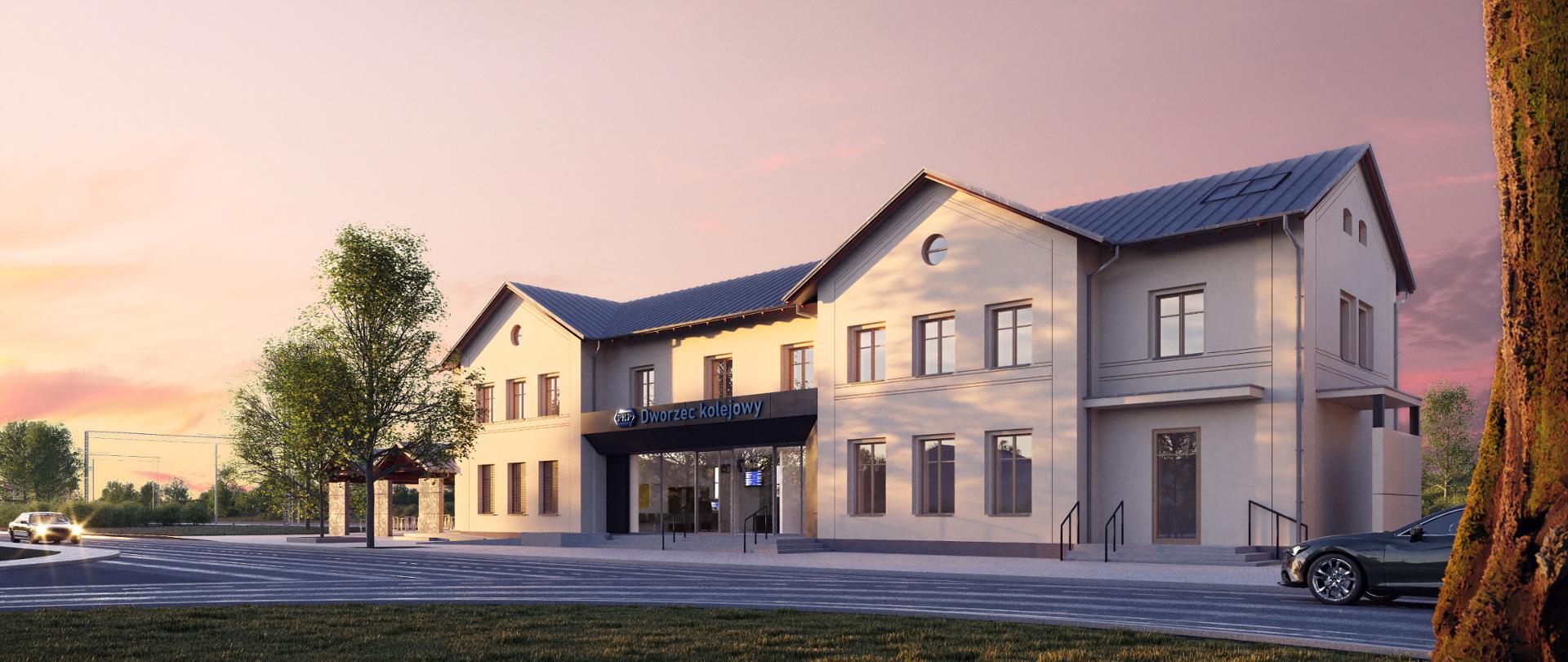 Wizualizacja dworca Opalenica - widok od strony miasta