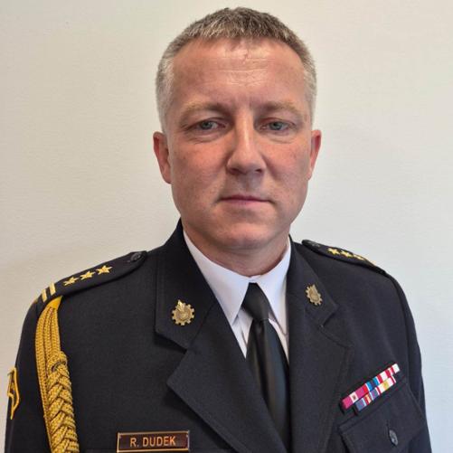 st. bryg Ryszard Dudek na jasnym tle - Komendant PSP w Oświęcimiu 