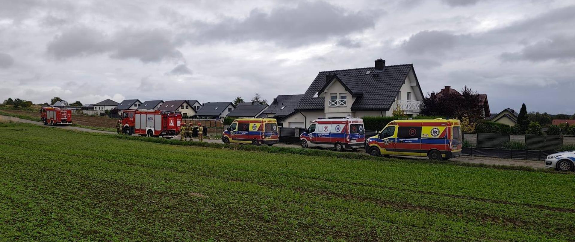 Wypadek pojazdu typu quad buggy w Jędrzychowie przy ulicy Wiejskiej