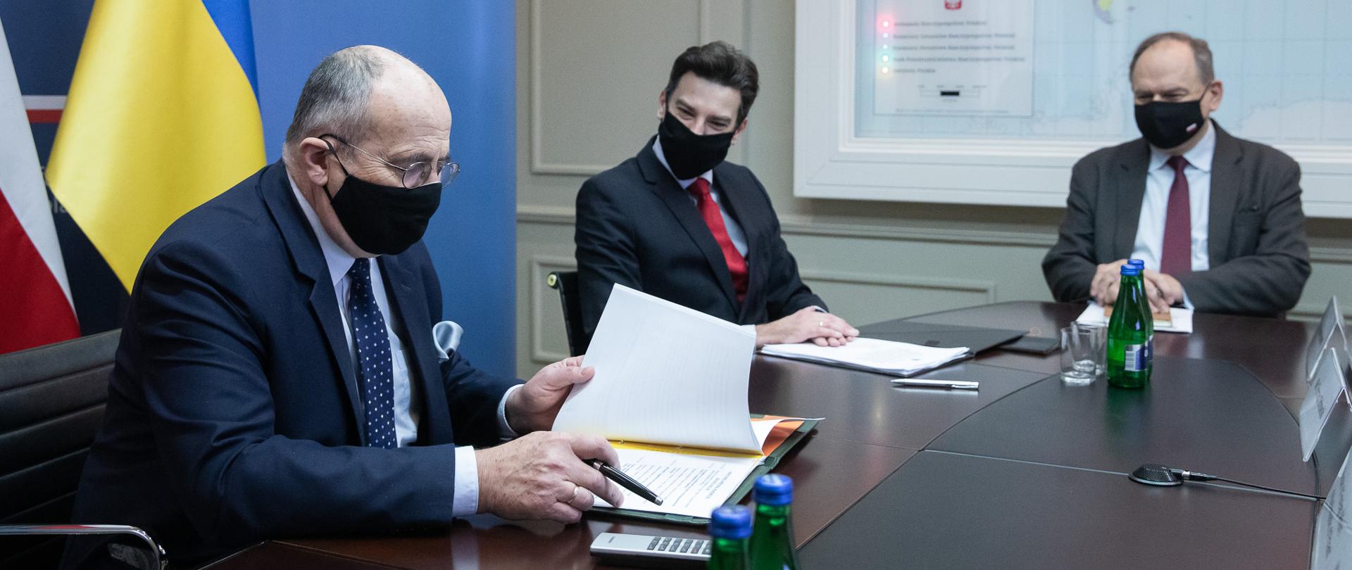 2021.01.29 Warszawa . Minister Zbigniew Rau . Wideokonferencja , Trojkat Lubelski . Polska , Litwa , Ukraina .
Fot. Tymon Markowski / MSZ