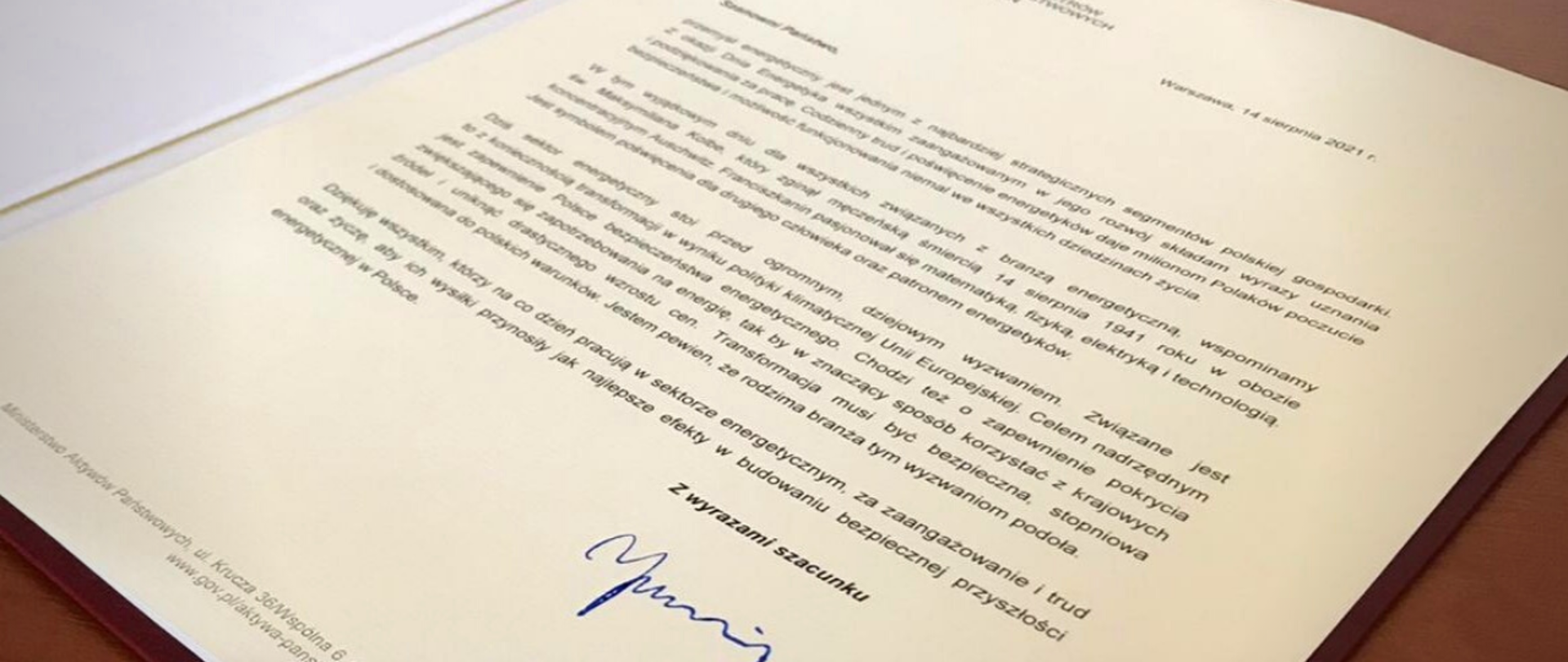 List wicepremiera Jacka Sasina