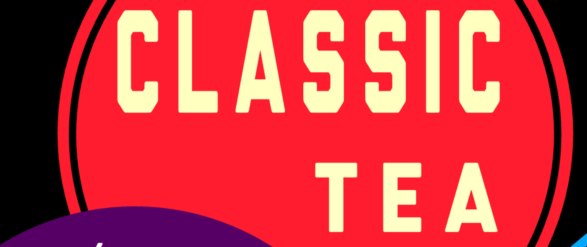 Kolorowe tło, kolorowe napisy informacje dotyczące koncertu Classic Tea 16 maja w Gaude Mater