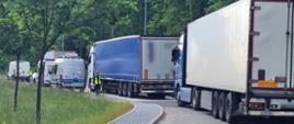 Wzmożone kontrole stanu trzeźwości kierowców pojazdów w Szczecinie. Funkcjonariusze ITD i Policji podchodzą z alkomatami do kierowców zatrzymanych ciężarówek.