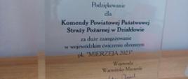 Podziękowania dla KP PSP Działdowo za duże zaangażowanie w wojewódzkim ćwiczeniu obronnym pk. MIERZEJA 2023