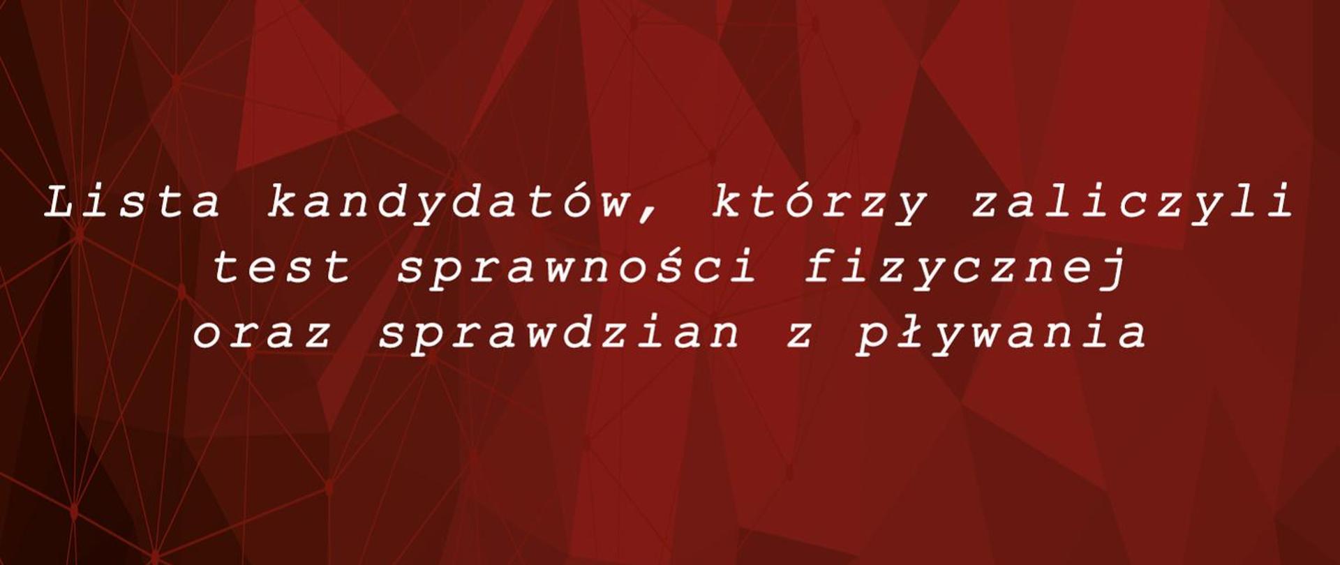 Lista kandydatów zaliczony sport i basen