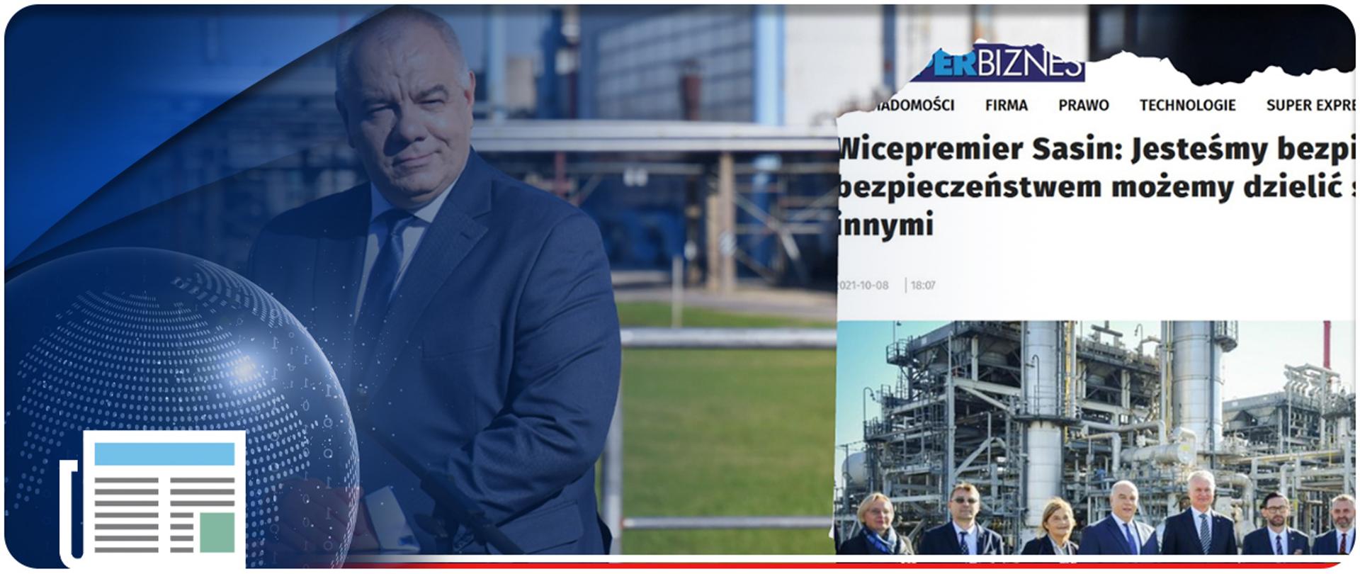 Wicepremier w mediach. Zdjęcie wicepremiera i screen gazety.