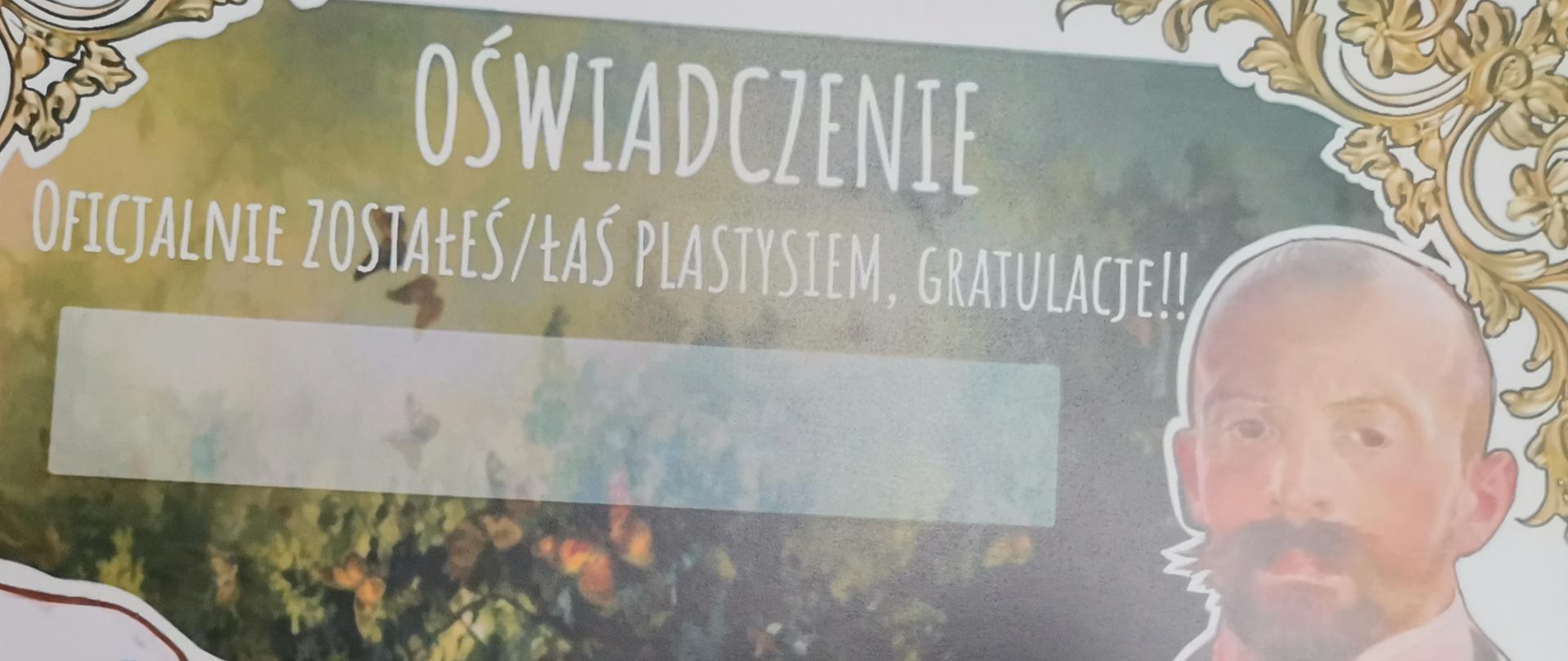 Certyfikat przyjęcia uczniów klas pierwszych do społeczności PLSP