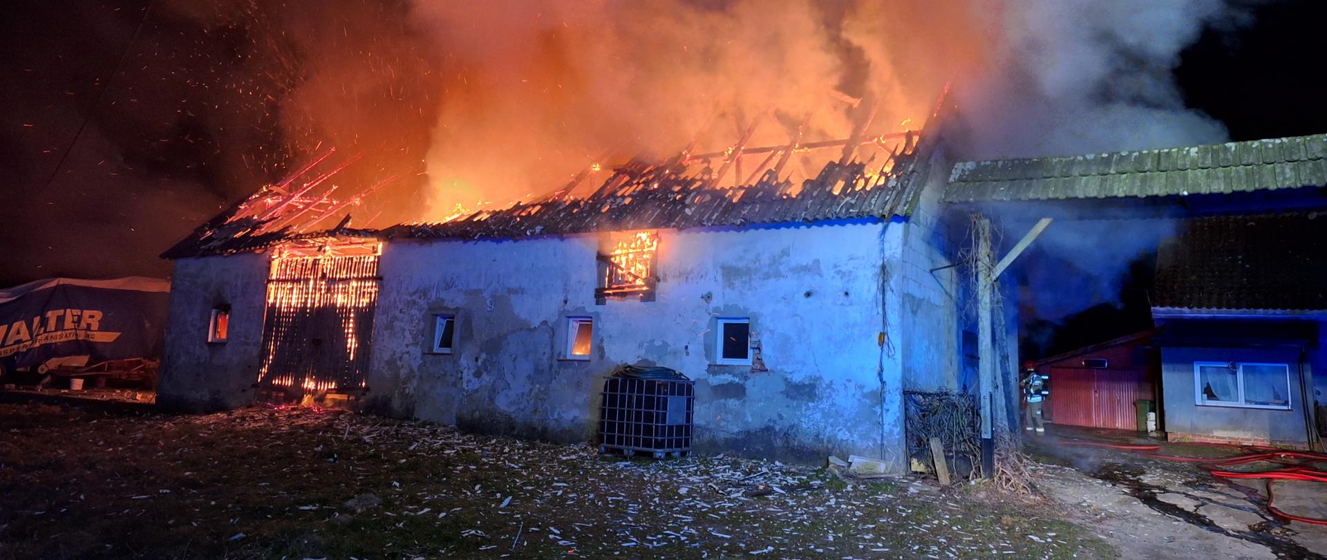 Pożar budynku gospodarczego w Bredynkach, gm. Biskupiec