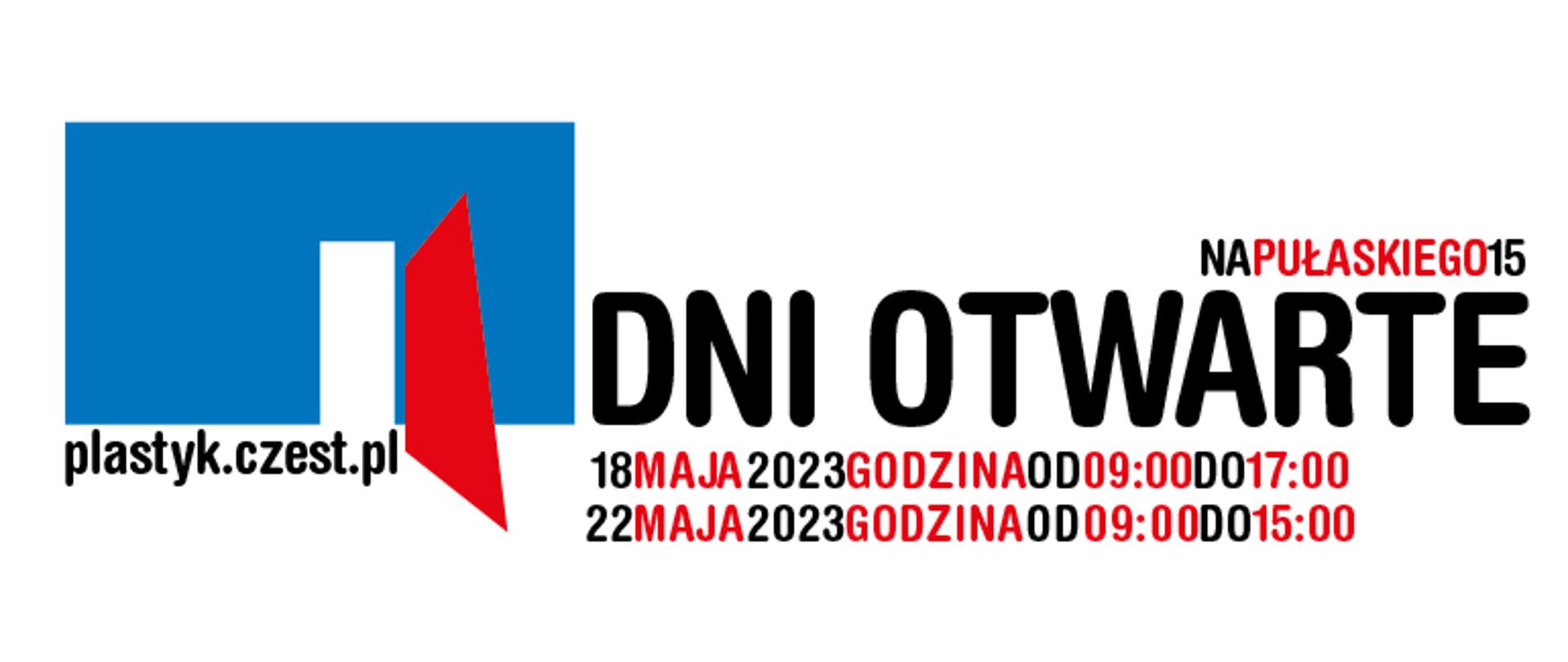 Grafika Czarna teczka z napisem czerwonym jestem z plastyka i ty bądź W dolnej części napis rekrutacja egzamin wstępny 29-30 maja 2023