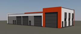 Na zdjęciu widzimy wizualizacje budynku warsztatowego. 