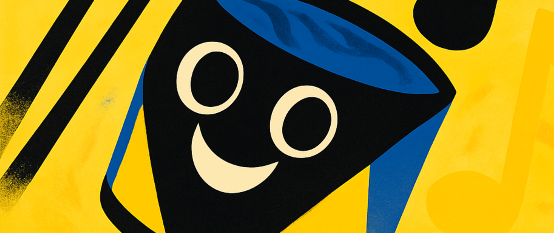 Plakat jest w orientacji pionowej. Górną część zajmuje rysunek, dolną - tekst. Rysunek jest w kolorach:żółtym jasnym i ciemniejszym, ciemnoniebieskim i czarnym. Na rysunku znajduje się uśmiechnięty bębenek z dużymi, okrągłymi oczami. Po lewej stronie bębenka znajdują się czarne pałeczki. W dolnej części plakatu znajdują się nazwy chórów biorących udział w wydarzeniu, nazwiska dyrygentów i daty koncertów. Na samym dole są logotypy organizatorów i współorganizatorów. 