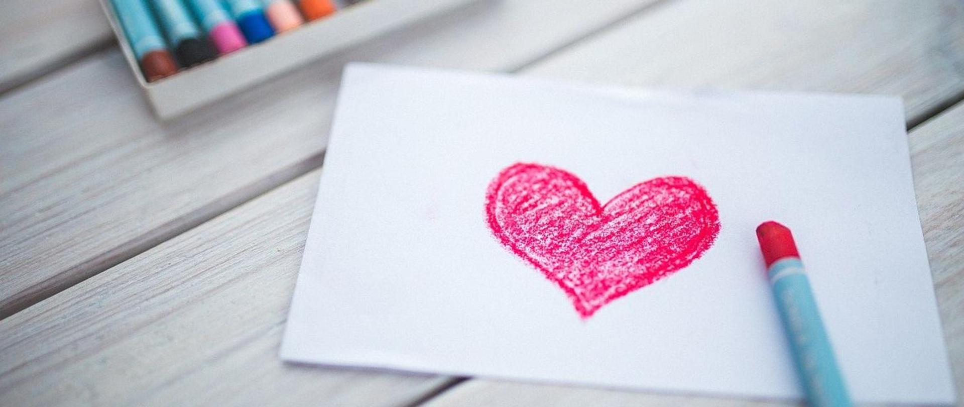obrazek z narysowanym czerwonym sercem