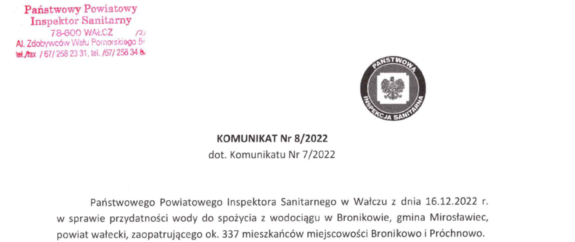 Komunikat nr 8/2022