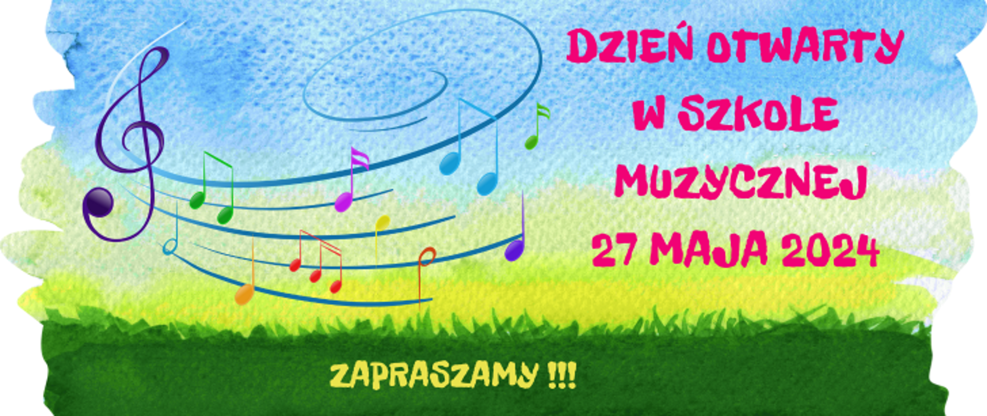 Grafika z napisem dzień otwarty w szkole muzycznej